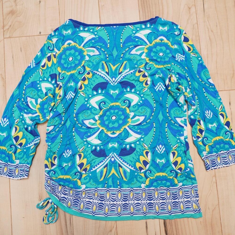 Ruby Rd Geometric Print Ruched Top Medium Y2K - Picture 2 of 5